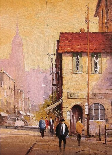 Картина под названием "Испанская улочка.Ут…" - Sergey Potikha, Подлинное произведение искусства, Масло