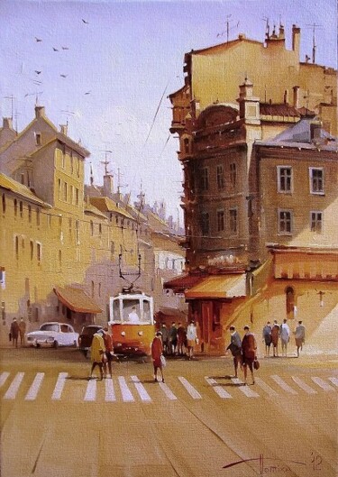 Картина под названием "Бухарест.Утро" - Sergey Potikha, Подлинное произведение искусства, Масло