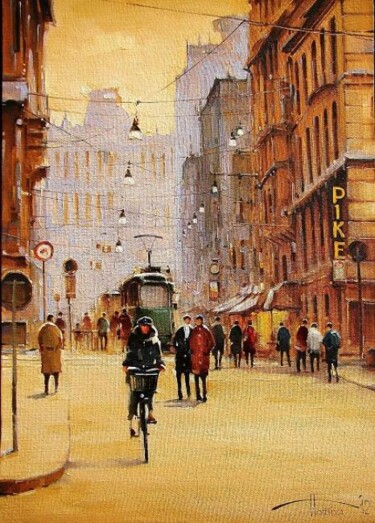 Картина под названием "Милан.Тёплое утро" - Sergey Potikha, Подлинное произведение искусства, Масло