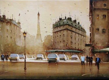 Painting titled "Evening in Paris" by Sergey Potikha, Original Artwork, Oil