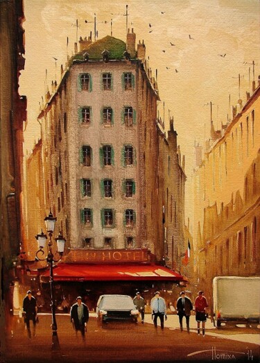 Painting titled "Warm evening. Paris" by Sergey Potikha, Original Artwork, Oil