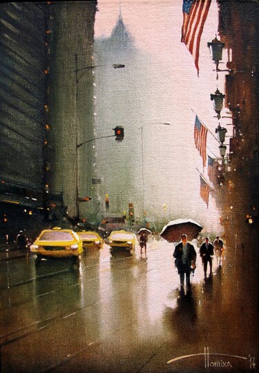 Painting titled "New-York. After rain" by Sergey Potikha, Original Artwork, Oil