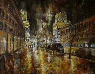 Картина под названием "Ночные ворота Минск…" - Sergey Rysakov, Подлинное произведение искусства, Масло