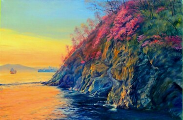 Картина под названием "багульник цветет" - Sergey Shestopalov, Подлинное произведение искусства