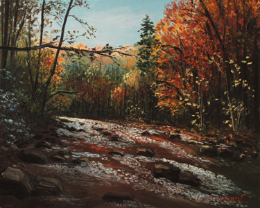 Картина под названием "In the mountains" - Sergey Slesarenko, Подлинное произведение искусства, Масло