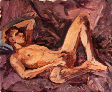 Peinture intitulée "Dima posing" par Sergey Sovkov, Œuvre d'art originale, Huile