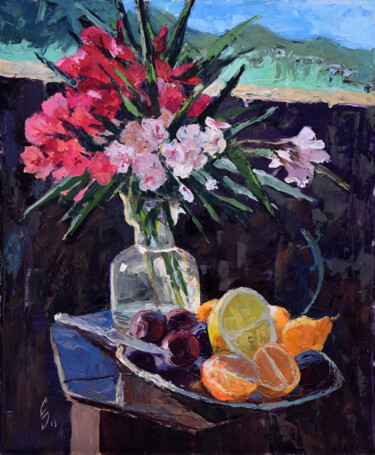 Pintura titulada "Still Life with Flo…" por Sergey Sovkov, Obra de arte original