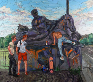 Peinture intitulée "At the Statue" par Sergey Sovkov, Œuvre d'art originale, Huile
