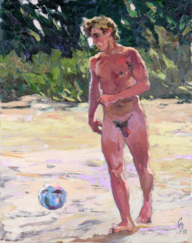 Painting titled "Football Player" by Sergey Sovkov, Original Artwork