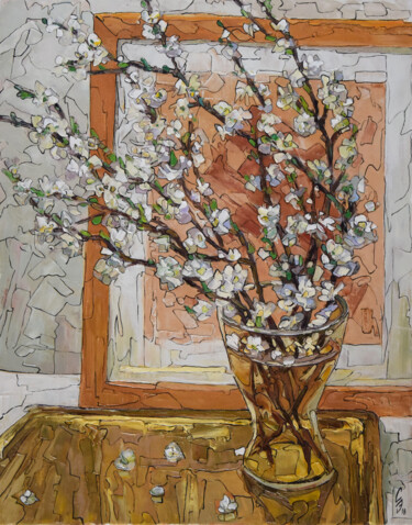 Peinture intitulée "Spring in the Works…" par Sergey Sovkov, Œuvre d'art originale, Huile