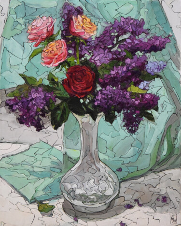 Painting titled "Bouquet for Birthday" by Sergey Sovkov, Original Artwork, Oil