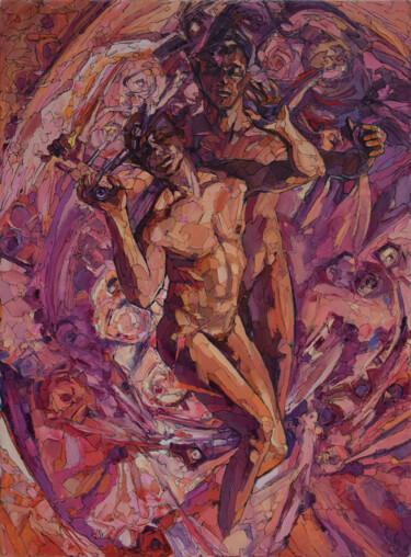 Peinture intitulée "The Two-Fold Man" par Sergey Sovkov, Œuvre d'art originale