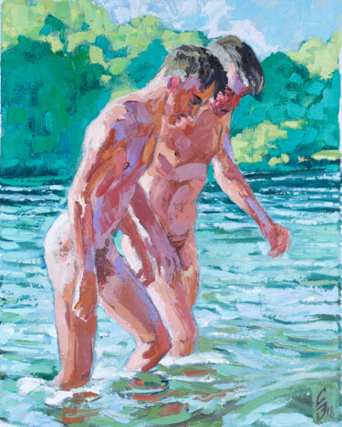 Malerei mit dem Titel "After Bathing" von Sergey Sovkov, Original-Kunstwerk