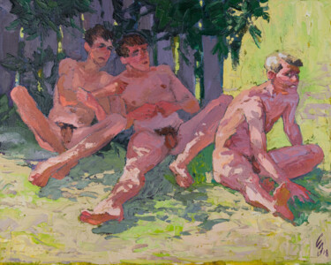 Painting titled "In the Shade of the…" by Sergey Sovkov, Original Artwork, Oil