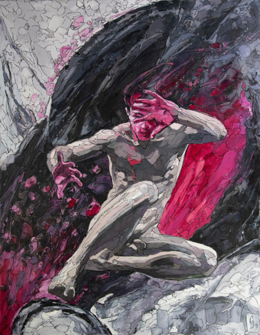 「Storm in a pink gla…」というタイトルの絵画 Sergey Sovkovによって, オリジナルのアートワーク, オイル ウッドストレッチャーフレームにマウント