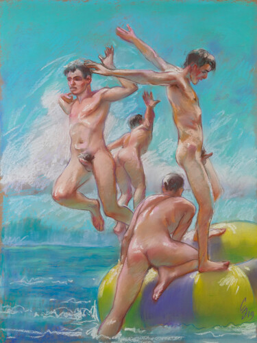 Dessin intitulée "Holding Balance" par Sergey Sovkov, Œuvre d'art originale, Pastel