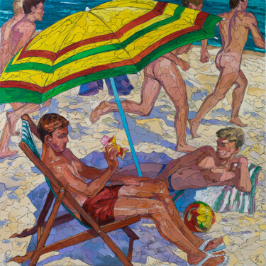 Schilderij getiteld "Sunny beach" door Sergey Sovkov, Origineel Kunstwerk, Olie