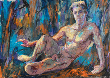 Disegno intitolato "Nude guy" da Sergey Sovkov, Opera d'arte originale, Pastello
