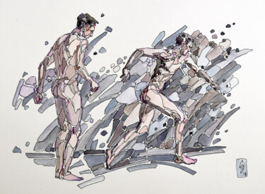 Zeichnungen mit dem Titel "Breakers" von Sergey Sovkov, Original-Kunstwerk, Aquarell