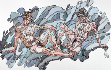 Zeichnungen mit dem Titel "Together. Sketch." von Sergey Sovkov, Original-Kunstwerk, Aquarell