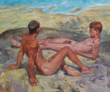 Peinture intitulée "On the Cliff" par Sergey Sovkov, Œuvre d'art originale, Huile