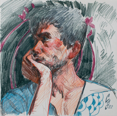 Рисунок под названием "Thoughts on the fut…" - Sergey Sovkov, Подлинное произведение искусства, Цветные карандаши