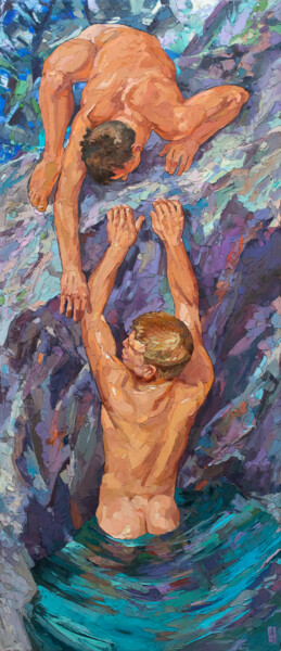 Painting titled "Give me your hand." by Sergey Sovkov, Original Artwork, Oil
