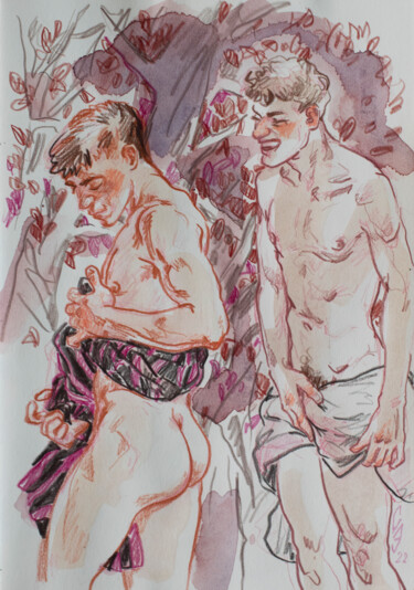 Рисунок под названием "After swimming in t…" - Sergey Sovkov, Подлинное произведение искусства, Акварель