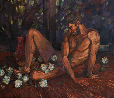 Malerei mit dem Titel "White roses" von Sergey Sovkov, Original-Kunstwerk, Öl