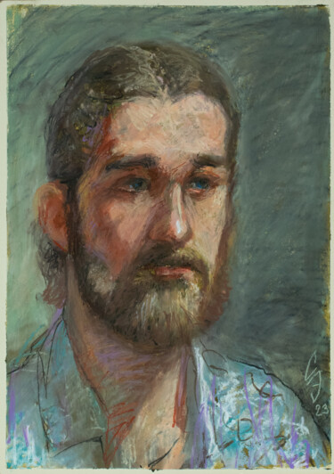 Zeichnungen mit dem Titel "Portrait of Thomas" von Sergey Sovkov, Original-Kunstwerk, Pastell