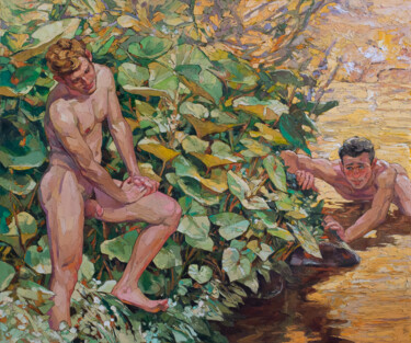 Malerei mit dem Titel "An unexpected meeti…" von Sergey Sovkov, Original-Kunstwerk, Öl