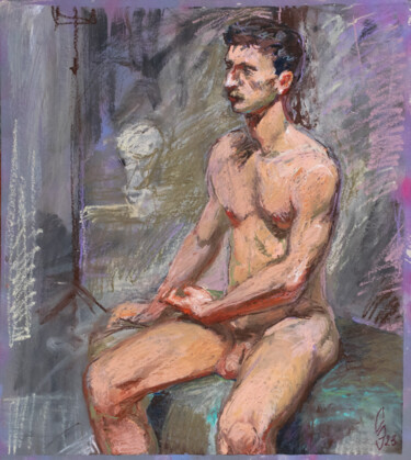 Malerei mit dem Titel "Ajdin posing" von Sergey Sovkov, Original-Kunstwerk, Pastell
