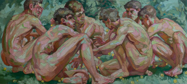 Malerei mit dem Titel "Lively conversation" von Sergey Sovkov, Original-Kunstwerk, Öl