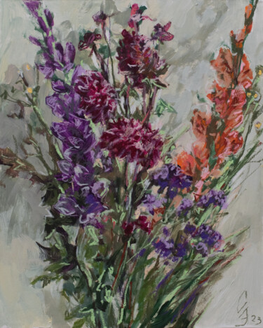 Malerei mit dem Titel "Summer bouquet of f…" von Sergey Sovkov, Original-Kunstwerk, Acryl