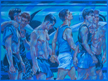 Drawing titled "After the game." by Sergey Sovkov, Original Artwork, Conté