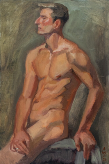 Schilderij getiteld "Paul posing" door Sergey Sovkov, Origineel Kunstwerk, Olie