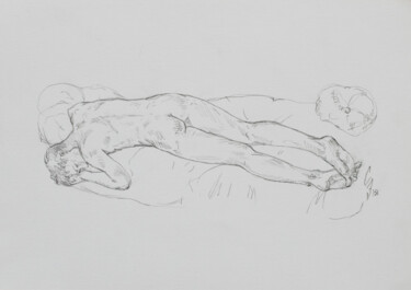 Dessin intitulée "Boy on the sofa" par Sergey Sovkov, Œuvre d'art originale, Crayon
