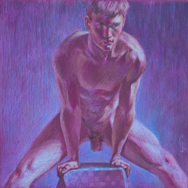 Рисунок под названием "Athlete" - Sergey Sovkov, Подлинное произведение искусства, Цветные карандаши