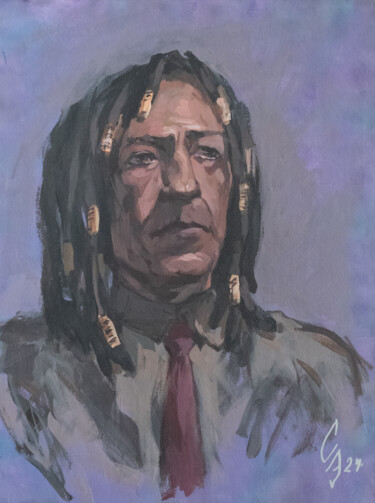 Painting titled "Portrait of a man w…" by Sergey Sovkov, Original Artwork, Acrylic