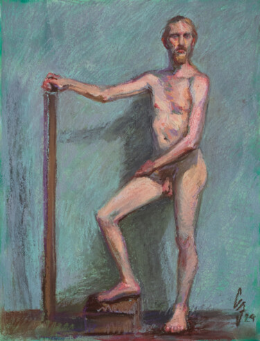 Drawing titled "Adrian posing" by Sergey Sovkov, Original Artwork, Pastel