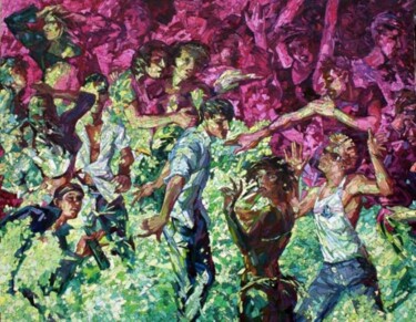Malerei mit dem Titel "Foam party (the rig…" von Sergey Sovkov, Original-Kunstwerk, Öl