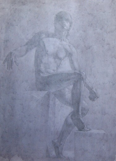 Tekening getiteld "Male Nude sitter" door Sergey Sovkov, Origineel Kunstwerk, Pastel