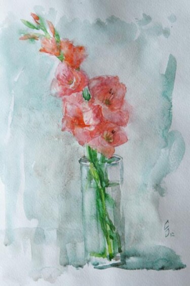 Peinture intitulée "Gladiolus" par Sergey Sovkov, Œuvre d'art originale, Aquarelle