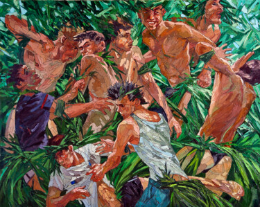 Painting titled "Cockfights" by Sergey Sovkov, Original Artwork, Oil