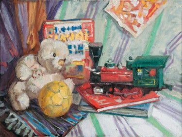 Painting titled "Still Life with Toys" by Sergey Sovkov, Original Artwork, Oil