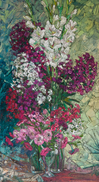 Painting titled "Phlox, Gladioli and…" by Sergey Sovkov, Original Artwork, Oil