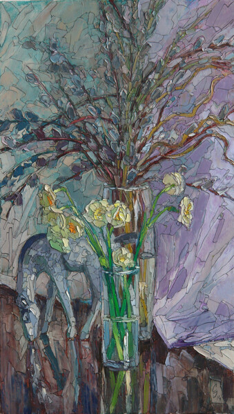 Картина под названием "April on the table" - Sergey Sovkov, Подлинное произведение искусства, Масло