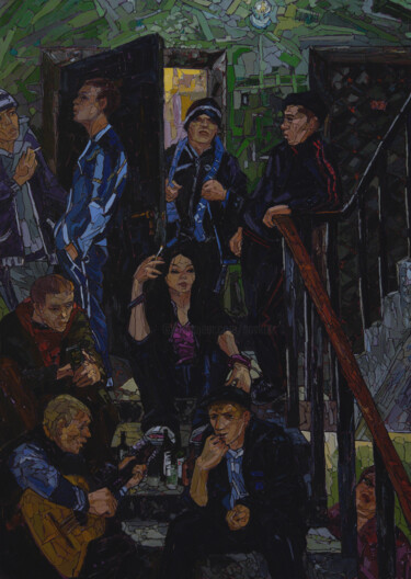 Peinture intitulée "Babes in the stairw…" par Sergey Sovkov, Œuvre d'art originale, Huile