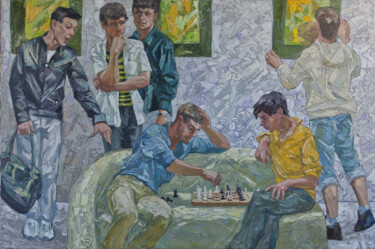 Painting titled "Chess players" by Sergey Sovkov, Original Artwork, Oil