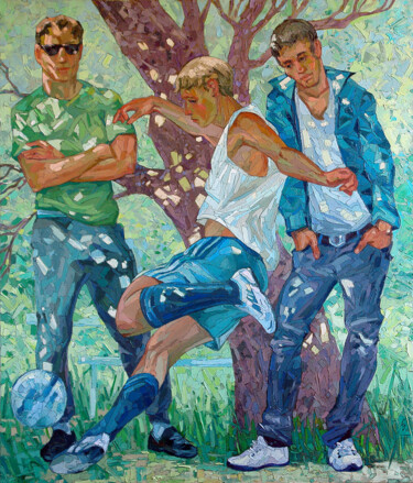 Malerei mit dem Titel "Trinity. Footballer" von Sergey Sovkov, Original-Kunstwerk, Öl